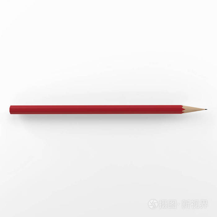 铅笔在纯白色的背景上3d渲染
