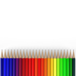 一条线的彩色铅笔。3d 渲染