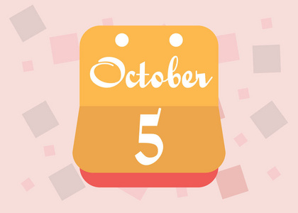 10 月 5 日的日历。矢量平面设计