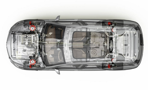 Suv 详细的剖 3d 渲染。顶视图