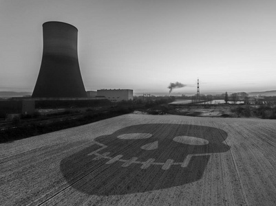 核动力厂日落日出黑色白色辐射土壤环境