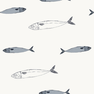 鲛鱼，手绘制无缝模式