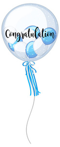 蓝色和白色气球词祝贺图片