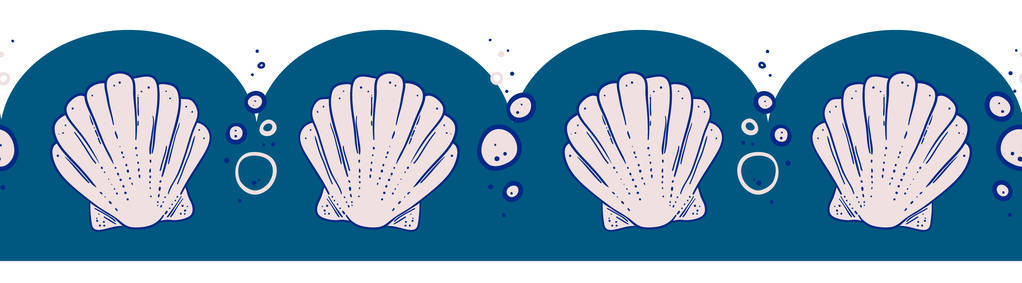 海贝壳和泡沫无缝边框