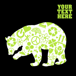 绿色熊生态图标矢量