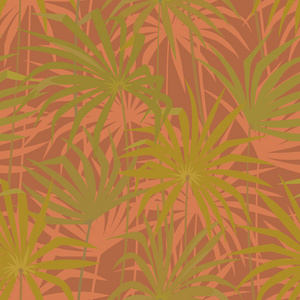 热带棕榈叶无缝模式。热带丛林风扇叶背景