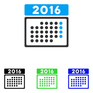 2016 月日历平面矢量图标