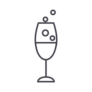 酒杯矢量线图标 标志 插图背景，可编辑笔触