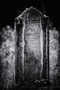 旧废弃的犹太墓地BW插图