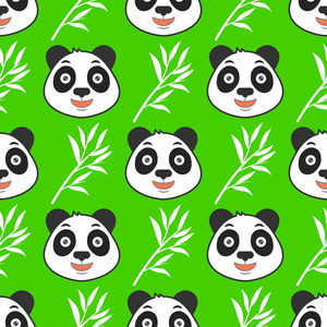 快乐无缝模式与脸熊猫和竹子