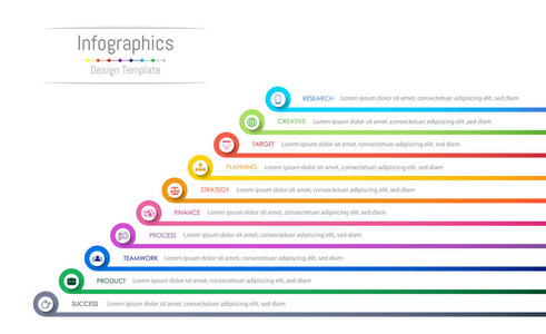 您的业务数据与 10 选项 零件 步骤 时间线或过程的信息图表设计元素。矢量图