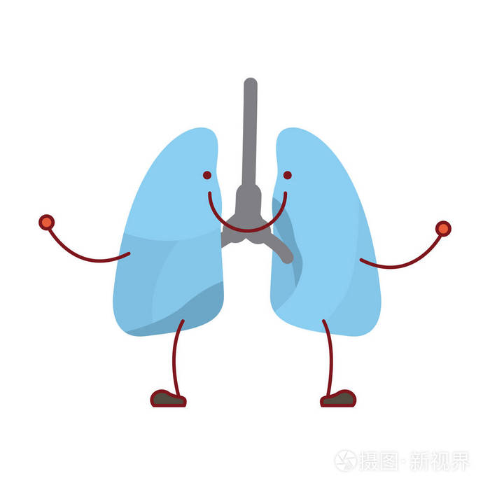 快乐的笑脸呼吸系统多彩剪影漫画