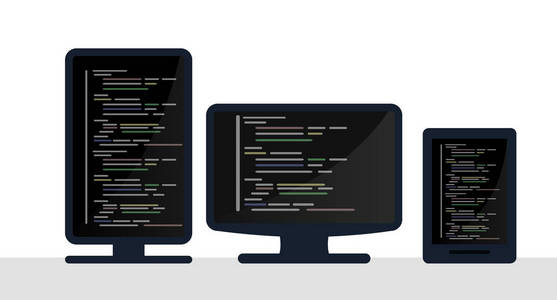 编程和编码概念，网站开发，网页设计。平的插图