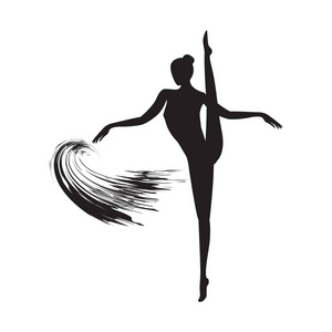 素描瑜伽健身舞蹈运动分离设计白色背景艺术创意矢量元素的女人