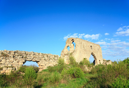 历史悠久的曼古普卡莱堡垒石墙乌克兰克里米亚