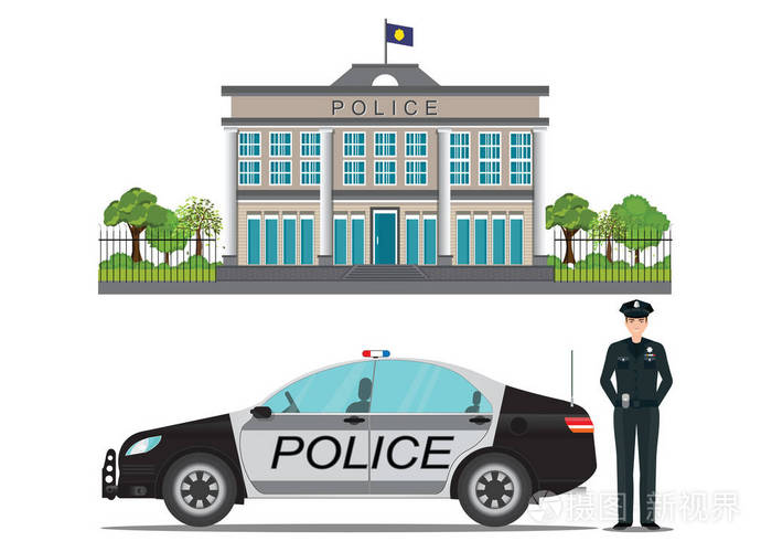 派出所的警察和警车