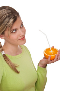 健康生活方式系列女性橙色肖像