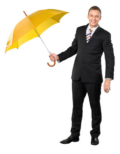 自信的商人，伞