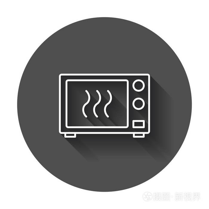 微波平面矢量图标.微波烤箱符号标志说明