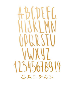 英语字母表。金色刻字
