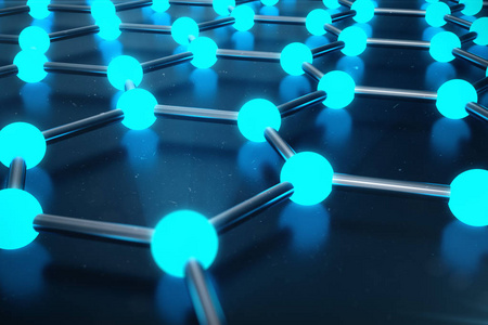 3d 石墨烯原子结构的绘制纳米技术背景图