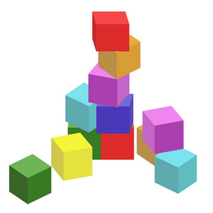 儿童玩具立方体的矢量插图