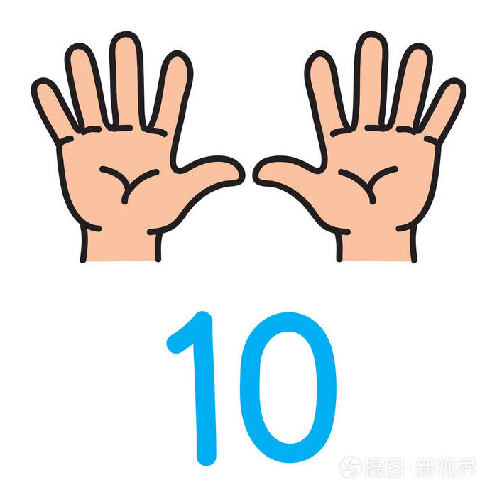 儿童手显示数字十手牌