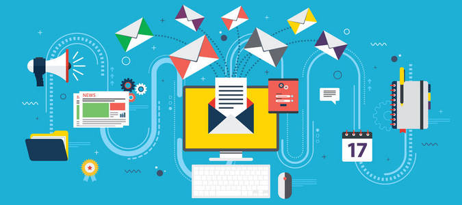 发送或接收的电子邮件营销 商务沟通与营销