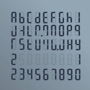 一个现实的电子字母表从 a 到 Z 和数字。在屏幕上拨号