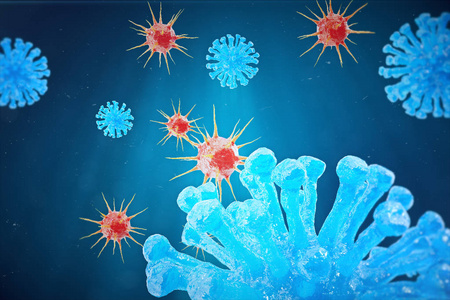 慢性肝病病毒性肝炎感染, 肝炎病毒在被传染的有机体。3d 插图
