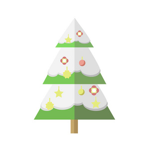 平面装饰卡通圣诞雪树