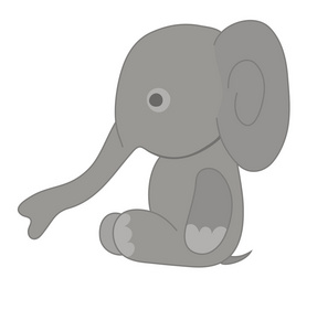 小灰色大象矢量插画
