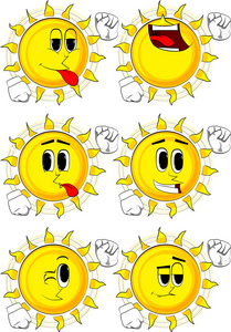 卡通太阳对人们的拳头手势