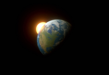 3d 地球和太阳的渲染