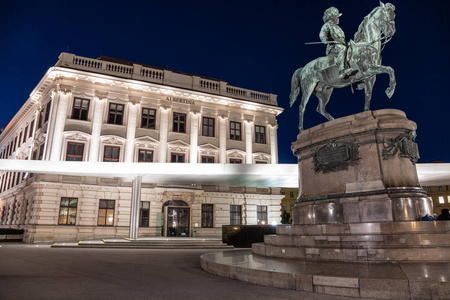 艾伯蒂娜博物馆在维也纳在晚上