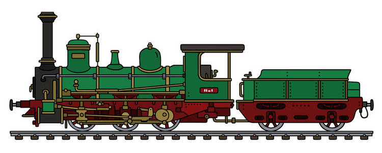 老式的绿色蒸汽机车