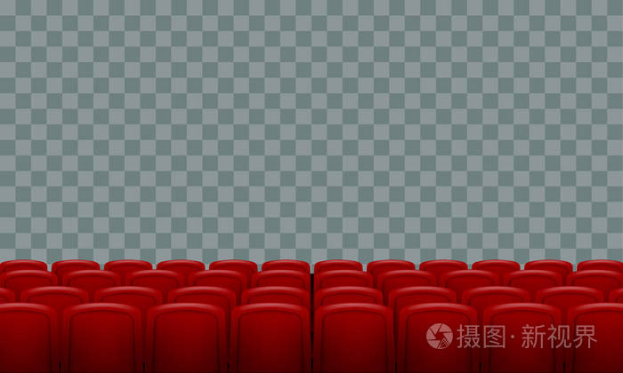 在透明背景下的红影院电影院座位的现实行