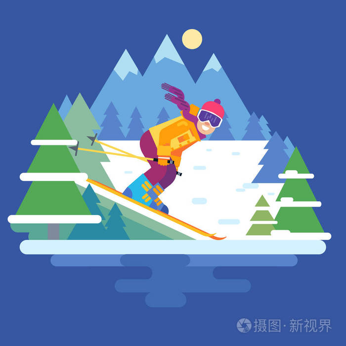 滑雪运动运动员在滑雪服中