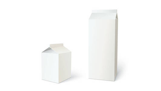 盒为牛奶或果汁, 可用于品牌。一套不同的空纸箱液体容器。3d 在白色背景上隔离的插图