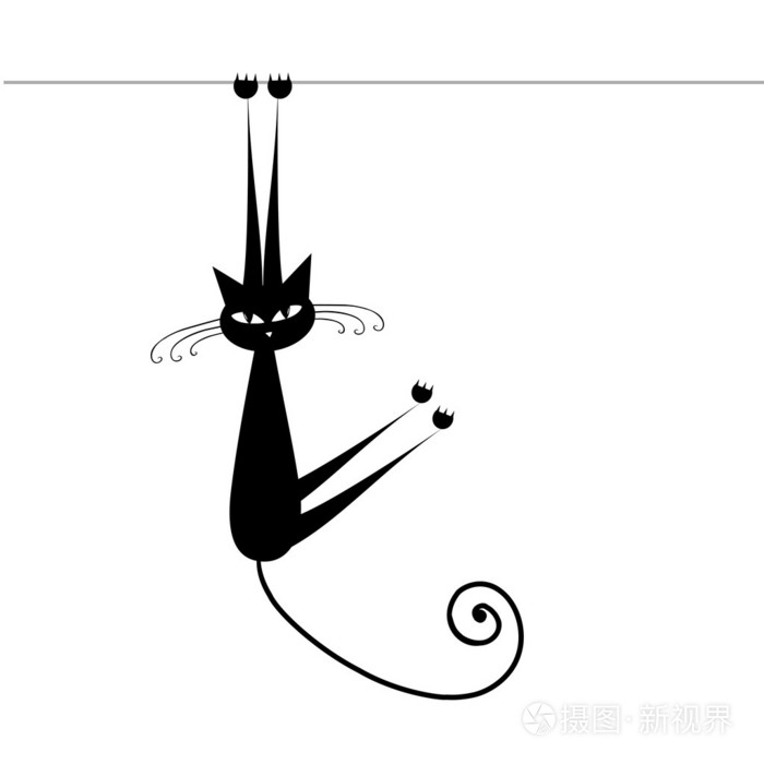 有趣的猫轮廓黑色你的设计