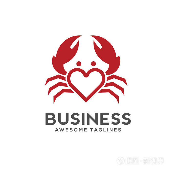 螃蟹爱标志矢量插画风格