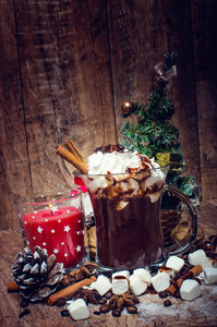 圣诞热巧克力和棉花糖