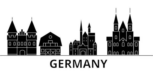 德国建筑矢量城市天际线 旅行城市标志性建筑，建筑，景观孤立的目光投向背景