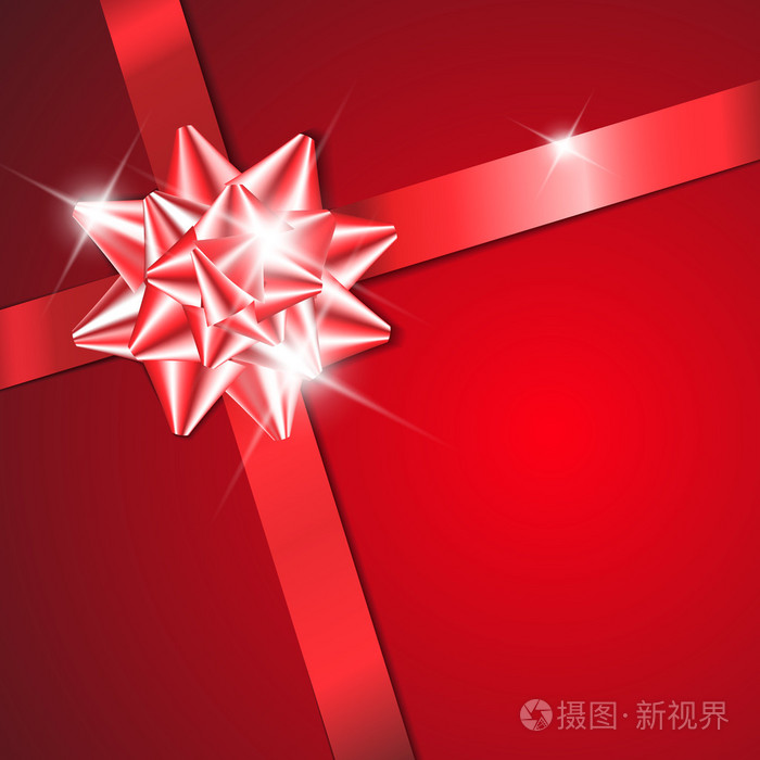 摄图新视界 插画 抽象 red bow on a red ribbon with red background