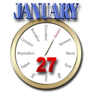 股票插图红色 bold 27 蓝色大胆 1月, 3d 插图, 白色背景