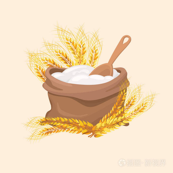 全包面粉与小麦耳朵.矢量插图插画-正版商用图片02cin