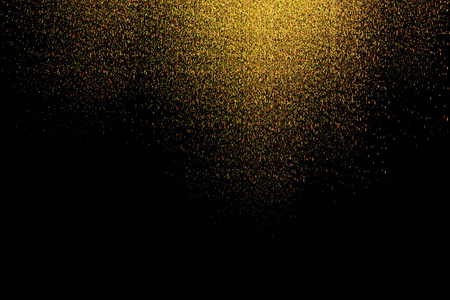 金色的闪光在黑色背景上被孤立。喜庆的叠加纹理。金色五彩纸屑爆炸