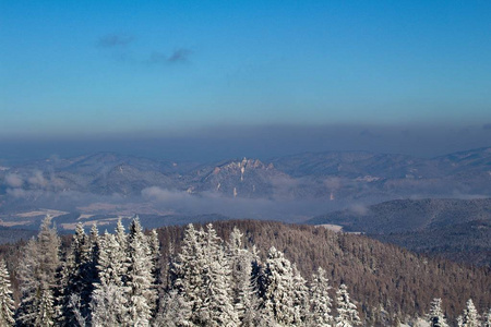 Pieniny 国家公园的看法从 Bachledova 谷, 高 Tatras 国家公园, 斯洛伐克