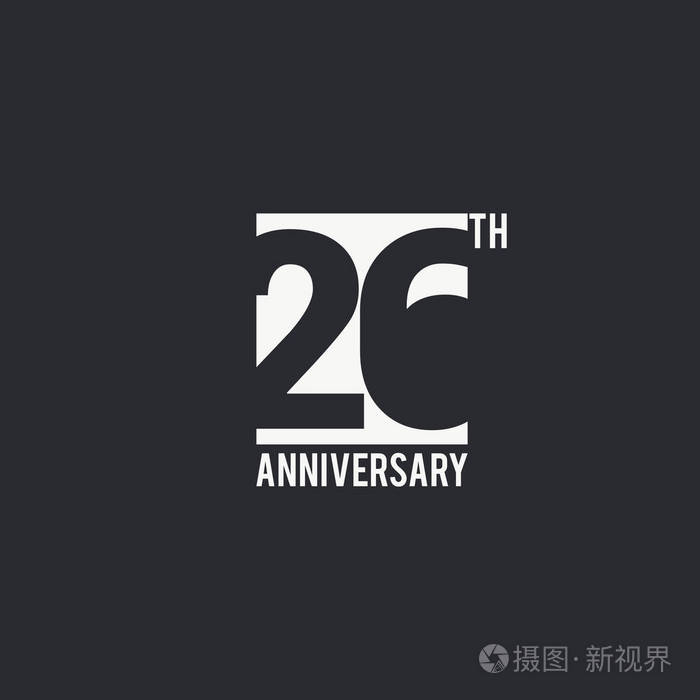 26周年庆典简单标识设计.黑色背景下白色方框内的数字