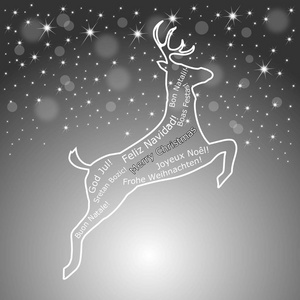 银色圣诞 wordcloud 在驯鹿的插图